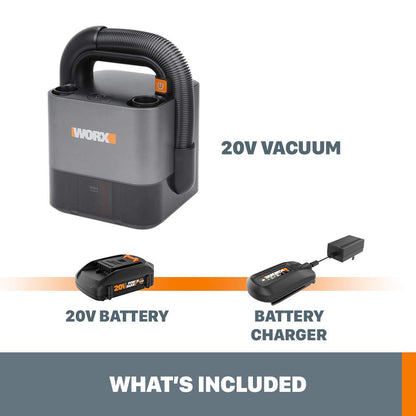 WORX WX030L 20V Power Share Cordless Cube Vac Compact Vacuum, Staubsauger, Schwarz