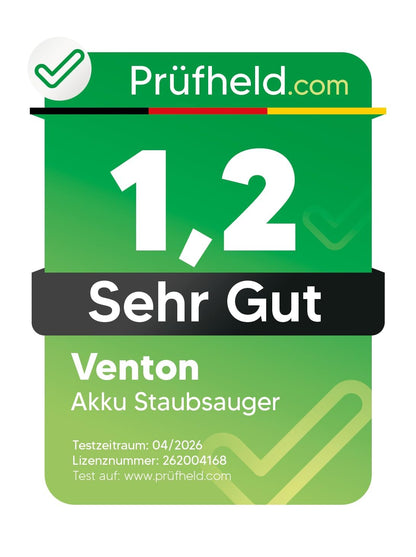 VENTON [Test SEHR GUT, Note 1.2] 2-in-1 Akku Staubsauger kabellos mit LED & Handstaubsauger beutellos, Kabelloser Akkustaubsauger stark ohne Beutel, Beutelloser Akkustaubsauger für Wohnung Auto