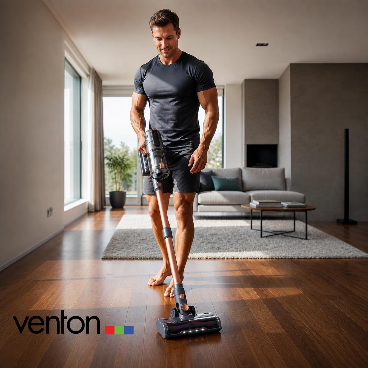 VENTON [Test SEHR GUT, Note 1.2] 2-in-1 Akku Staubsauger kabellos mit LED & Handstaubsauger beutellos, Kabelloser Akkustaubsauger stark ohne Beutel, Beutelloser Akkustaubsauger für Wohnung Auto