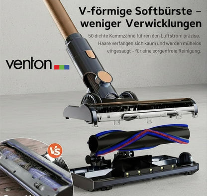 VENTON [Test SEHR GUT, Note 1.2] 2-in-1 Akku Staubsauger kabellos mit LED & Handstaubsauger beutellos, Kabelloser Akkustaubsauger stark ohne Beutel, Beutelloser Akkustaubsauger für Wohnung Auto