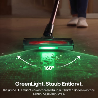 FAMIVAC Akku Staubsauger 60KPa/ 50Min/ 120㎡, Staubsauger Kabellos mit Knickgelenk-Rohr, Selbststehend, Grüne LED-Licht, Anti-Tangle-Bürste Akkustaubsauger für Hartböden/Tierhaare/Auto FV3-lilac