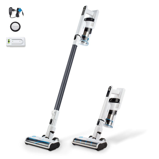 hoogo Akku Staubsauger S3 2in1 | 300W | 21.000 Pa | beutellos kabellos | Laufzeit bis zu 50 Min. | Handstaubsauger | Tierhaare | LED-Beleuchtung | Qualität aus Deutschland