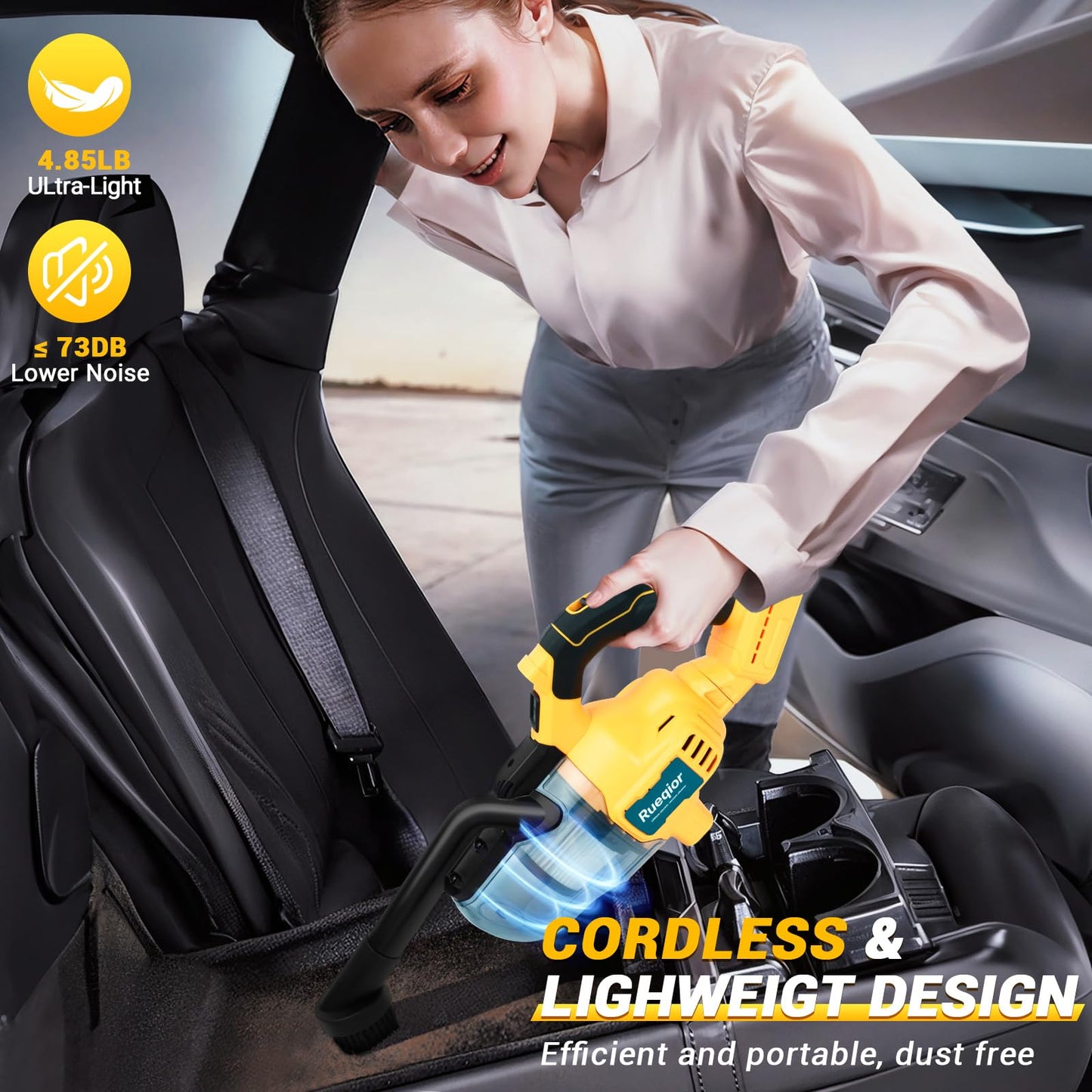 Kabelloser Staubsauger für Dewalt 20 V Akku, 5 in 1 Handstaubsauger mit 400 W leistungsstarkem Motor, 46 CFM Tragbarer Handstaubsauger für Heimtierhaare, Auto (Batterie nicht im Lieferumfang enthalten