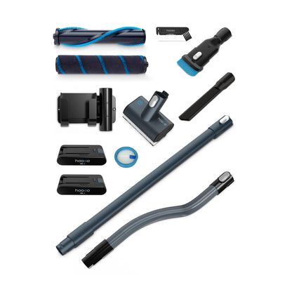 hoogo Akku-Staubsauger S6+ 2in1 | beutellos kabellos | Laufzeit bis zu 100 Min. | Handstaubsauger | inkl. 2 Wechselakkus | Tierhaare | LED-Beleuchtung | Qualität aus Deutschland