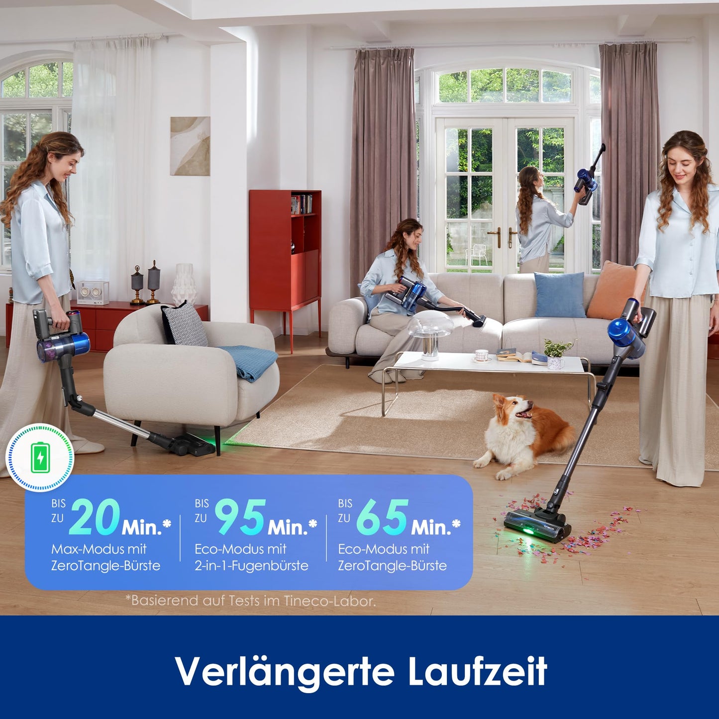 Tineco Pure ONE S70 Akku Staubsauger, 200 AW, LED, 3DSense Pro Reinigungssystem, bis zu 95 Min. 6-stufiges Filter, ZeroTangle-Bürste, Intelligenter Kabelloser Handstaubsauger