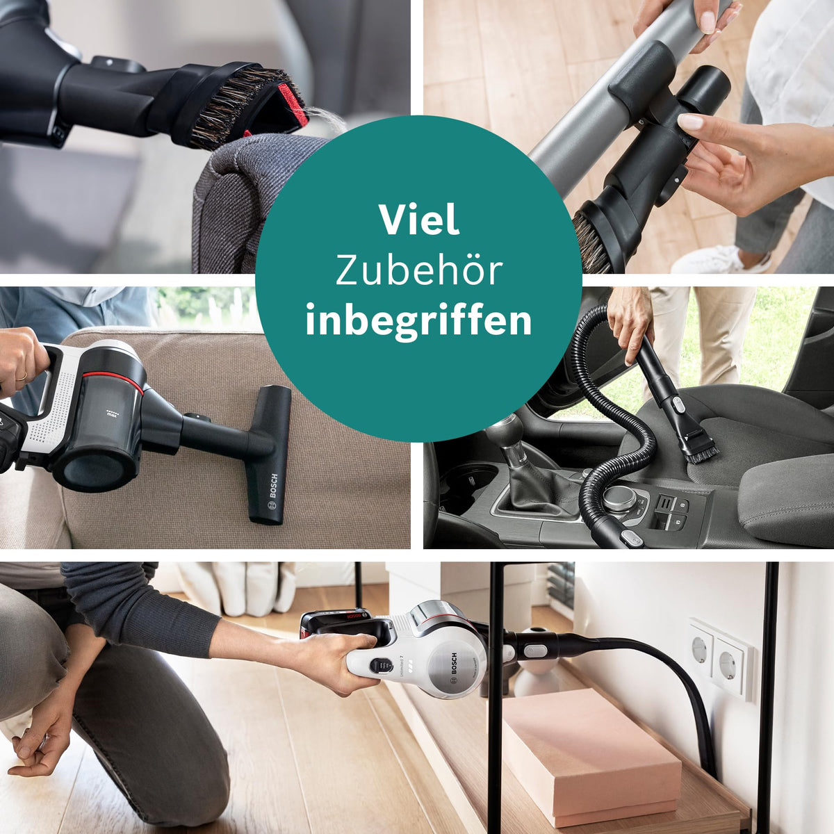 Bosch Unlimited 7 BSS715CARP Akku-Staubsauger, 5,0 Ah, Knickrohr, Turbostufe, Schnellladegerät & XXL-Polsterdüse