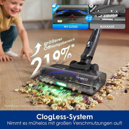 Tineco Pure ONE S70 Akku Staubsauger, 200 AW, LED, 3DSense Pro Reinigungssystem, bis zu 95 Min. 6-stufiges Filter, ZeroTangle-Bürste, Intelligenter Kabelloser Handstaubsauger