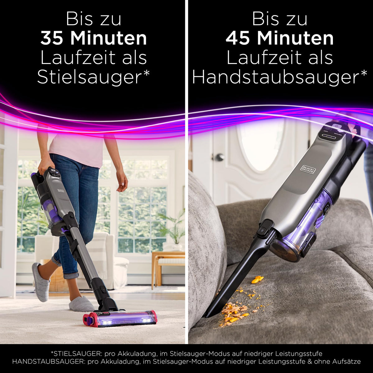 BLACK+DECKER BHFEA640WP 4-in-1 Akku-Stielstaubsauger, 86,4 Wh, Tierhaarbürste, 2 Saugstufen, inkl. Akku & Ladegerät