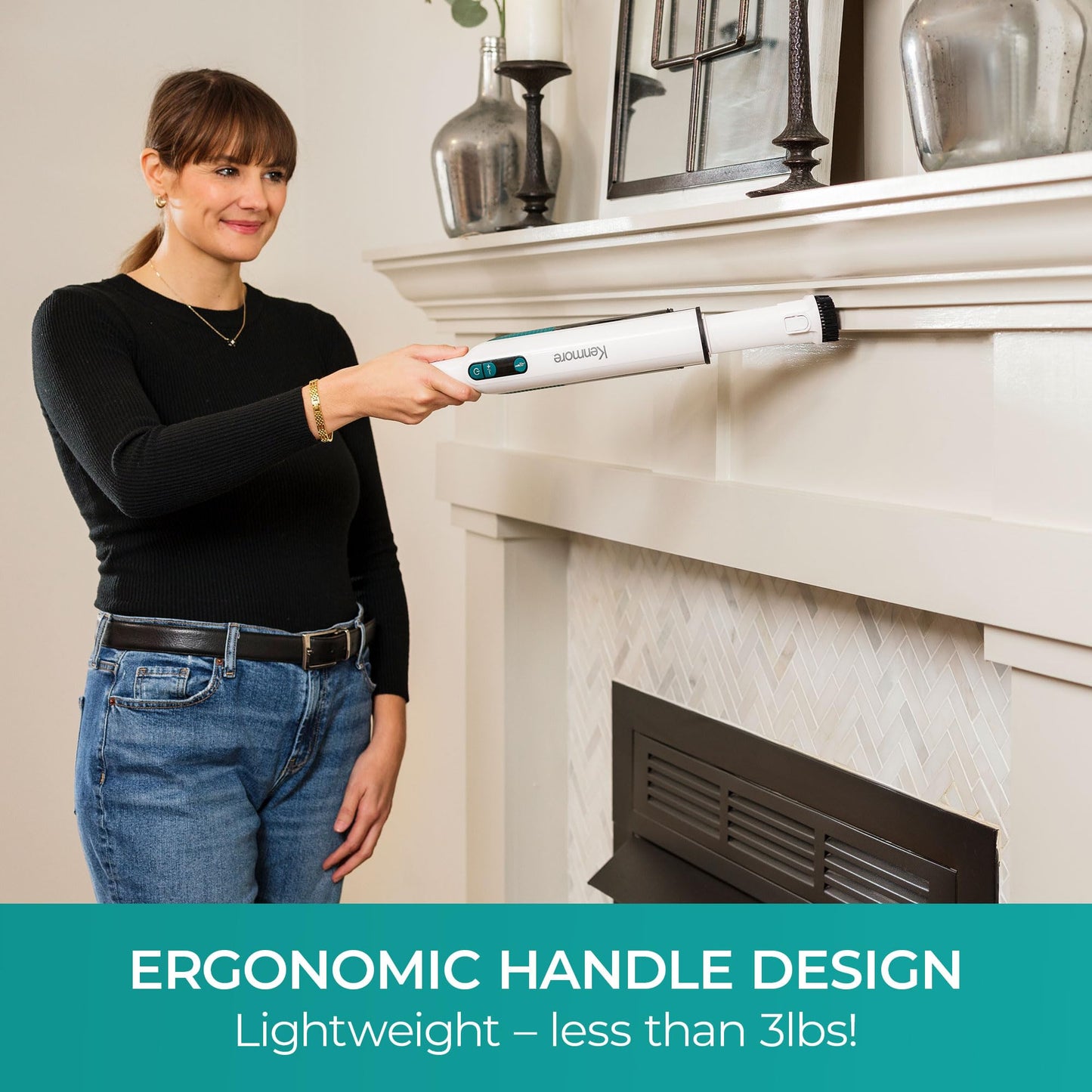 Kenmore HV3005 11,1 V kabelloser Handstaubsauger, leicht, vielseitiger und tragbarer Handstaubsauger, leistungsstarker Sauger mit 2-Gang-Power-Steuerung, für Tierhaare, One-Touch-leer für Auto