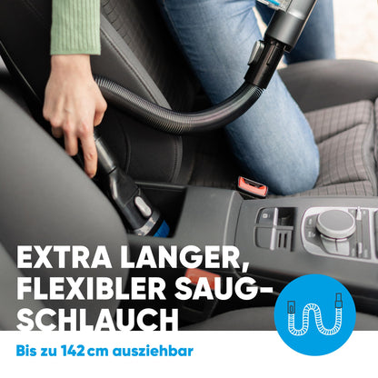 hoogo Akku-Staubsauger S6+ 2in1 | beutellos kabellos | Laufzeit bis zu 100 Min. | Handstaubsauger | inkl. 2 Wechselakkus | Tierhaare | LED-Beleuchtung | Qualität aus Deutschland