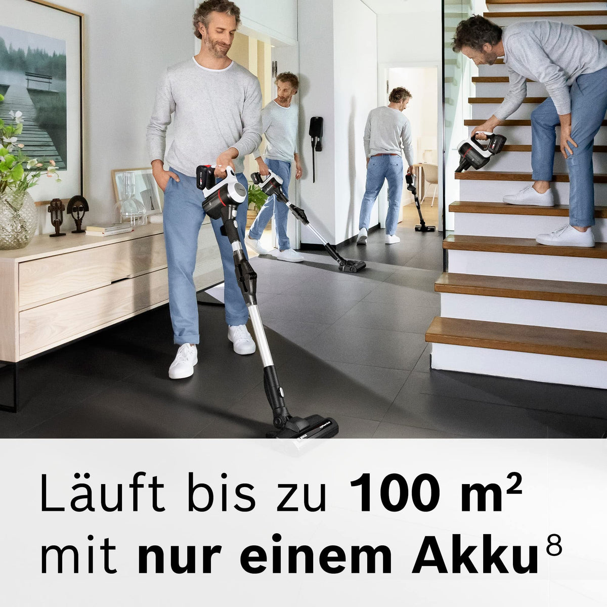 Bosch Unlimited 7 BSS715CARP Akku-Staubsauger, 5,0 Ah, Knickrohr, Turbostufe, Schnellladegerät & XXL-Polsterdüse