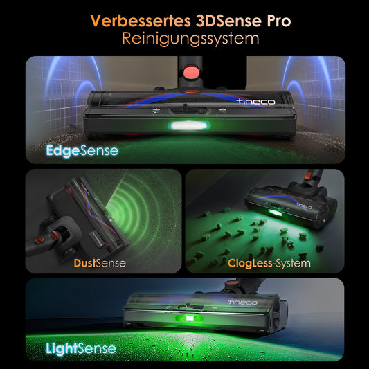 Tineco Pure ONE S70 Akku Staubsauger, 200 AW, LED, 3DSense Pro Reinigungssystem, Biz zu 95 Min. 6-stufiges Filter, ZeroTangle-Bürste, Intelligenter Kabelloser Handstaubsauger (Orange)