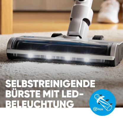 hoogo Akku Staubsauger S4 2in1 | 400W | 23.000 Pa | beutellos kabellos | Laufzeit bis zu 60 Min. | Handstaubsauger | Tierhaare | LED Beleuchtung | Qualität aus Deutschland