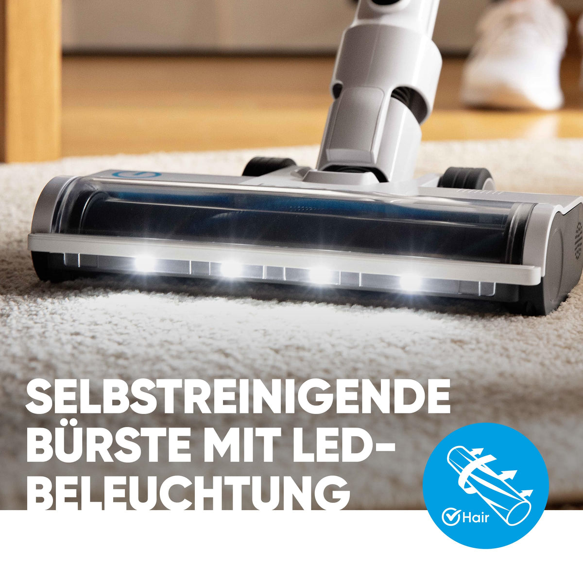 hoogo Akku-Staubsauger S3 2-in-1, 300W, 21.000 Pa, kabellos, bis 50 Min. Laufzeit, LED & Tierhaarbürste